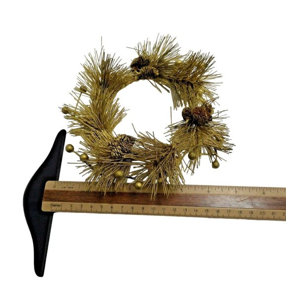 Gold Candle Ring  Pine cone Needles Vintage lot 2 Grannycore Christmas Holiday - Picture 4 of 4
